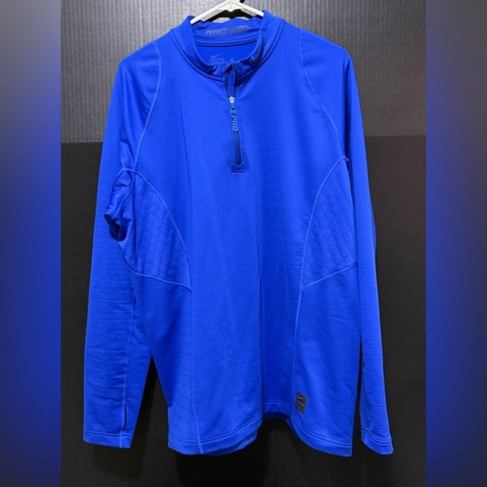 🍥Nike Pro Royal Blue Fitted Hyper Warm 1/4 Zip Pullover